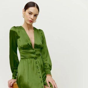 NWT Reformation Nicola Dress in Palm Green Size 0